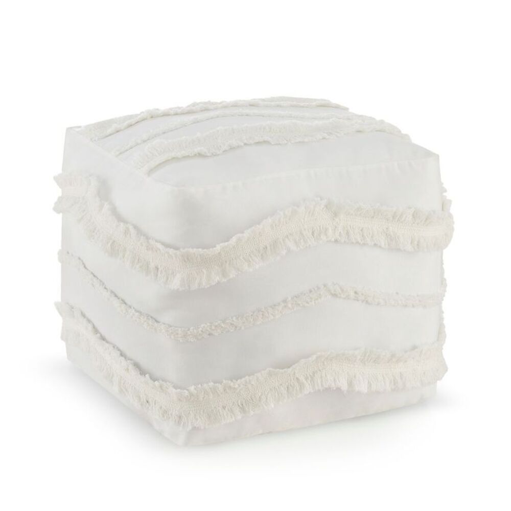 Sweet Jojo Designs -  Fabric Ottoman Pouf Cover Unstu White